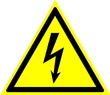W08 внимание! опасность поражения электрическим током (пленка, сторона 200 мм)